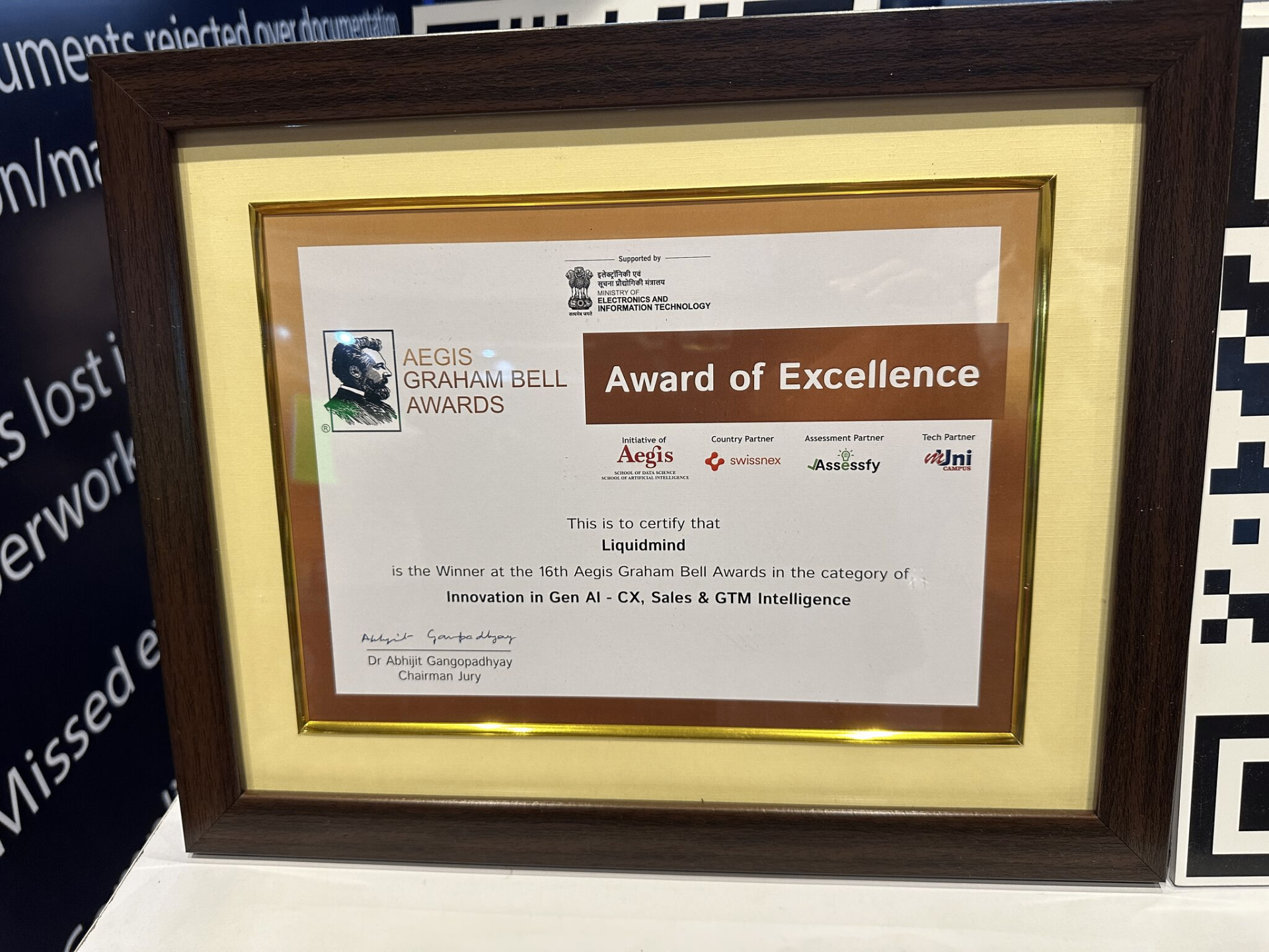 Aegis Graham Bell Award certificate